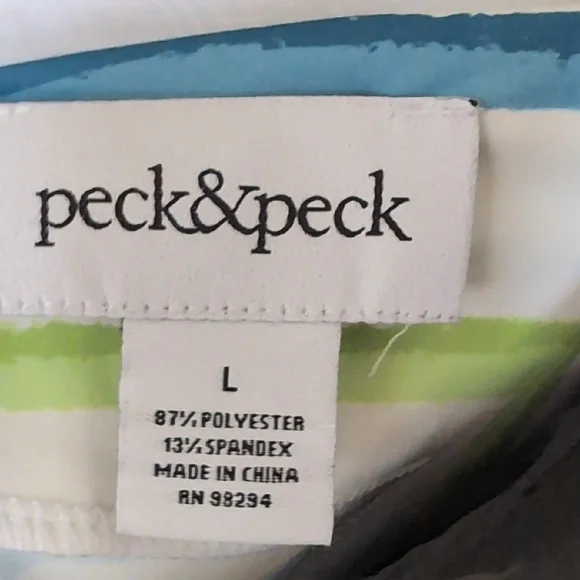 Peck & Peck Blue and Green Striped Top - Picture 2 of 9